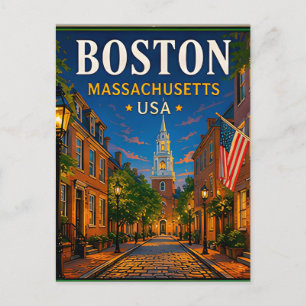 Carte Postale 🍁 Boston Massachusetts Visite Historique 🍁
