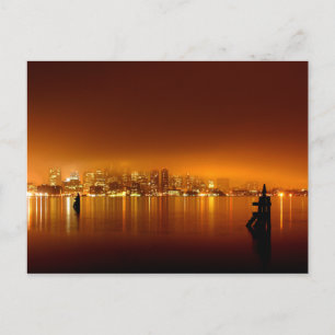 Carte Postale Boston Skyline la nuit