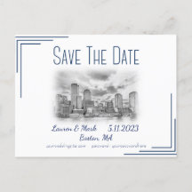 Boston Skyline Wedding Enregistrer La Date
