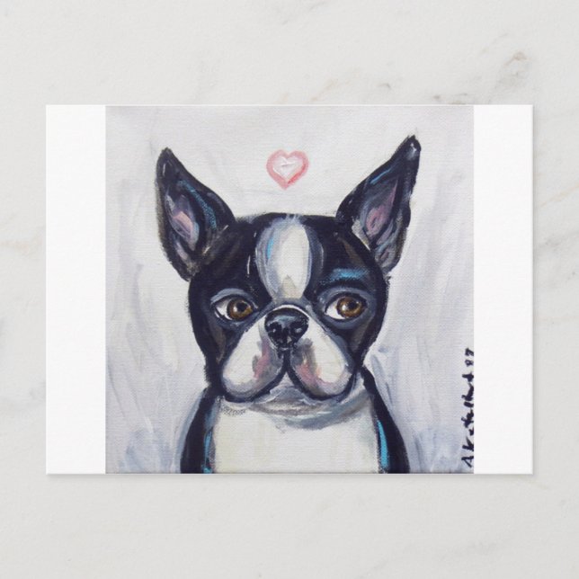 Carte Postale Boston Terrier Coeur d'amour (Devant)