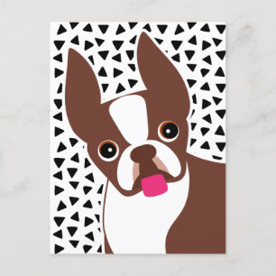 Carte Postale Boston Terrier Cute Brown et blanc