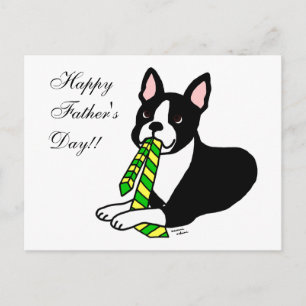 Carte Postale Boston Terrier Daddy avec Cravate 1