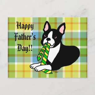 Carte Postale Boston Terrier Daddy avec Cravate 1