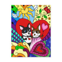 Boston Terrier dans Motif Doodle Personnalisable