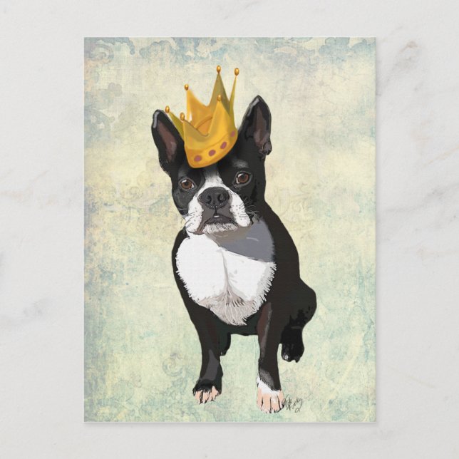 Carte Postale Boston Terrier et Couronne (Devant)