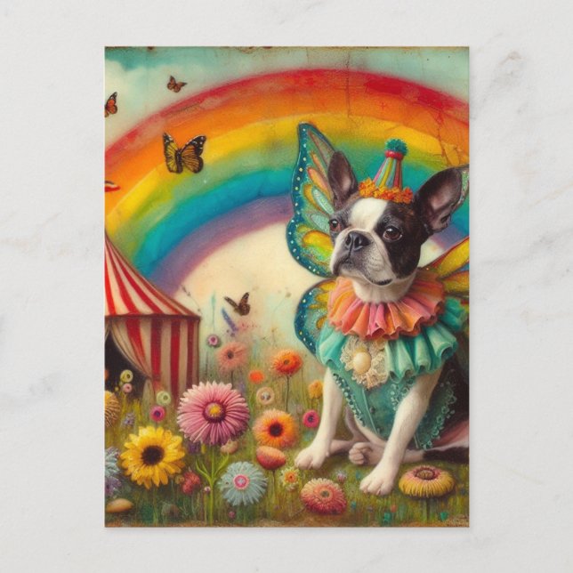 Carte Postale Boston Terrier Fairy Circus (Devant)