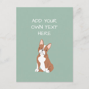 Carte postale Boston Terrier Nom personnalisé du c