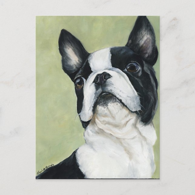 Carte postale Boston Terrier Original Chien Art (Devant)