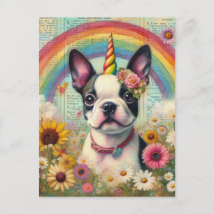 Carte Postale Boston Terrier Unicorn