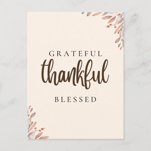 Carte Postale Botanique Reconnaissant Merci Béni (Devant)