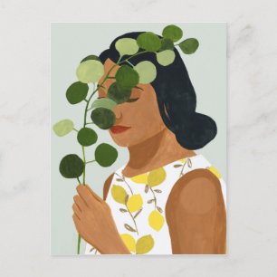 Carte Postale Botany Portrait - Femme avec verdure