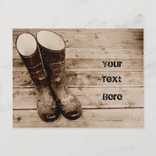 Carte Postale Bottes de caoutchouc sales sur le porche