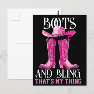 Carte Postale Bottes roses et bling c'est mon truc