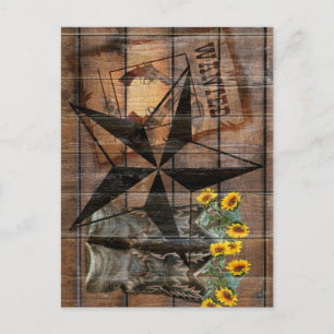 Carte Postale Bottes Russe Texas Star Western Pistol Cowboy