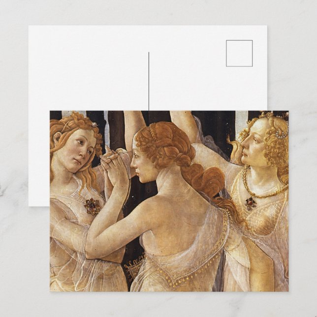 Carte Postale Botticell - Trois Grâces dans Primavera Fine Art (Devant / Derrière)