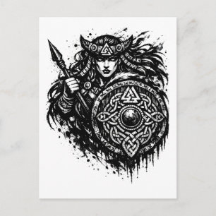 Carte Postale Bouclier de la vierge guerrière – Encre de guerrie