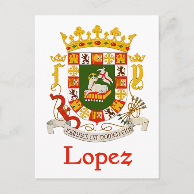 Carte Postale Bouclier de Lopez de Porto Rico (Devant)