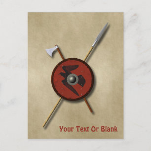 Carte Postale Bouclier Et Armes De Corbeau Viking