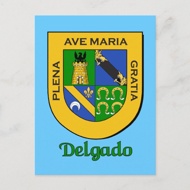 Carte Postale Bouclier héraldique de la famille Delgado (Devant)