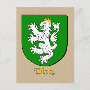 Carte Postale Bouclier héraldique de la famille Diaz