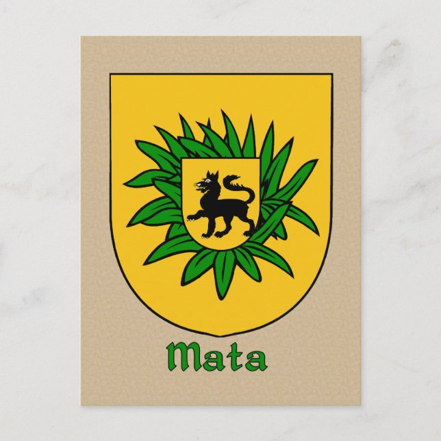 Carte Postale Bouclier héraldique de la famille Mata (Devant)