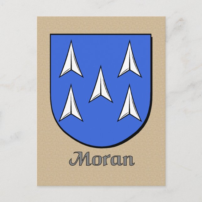 Carte Postale Bouclier héraldique de la famille Moran (Devant)