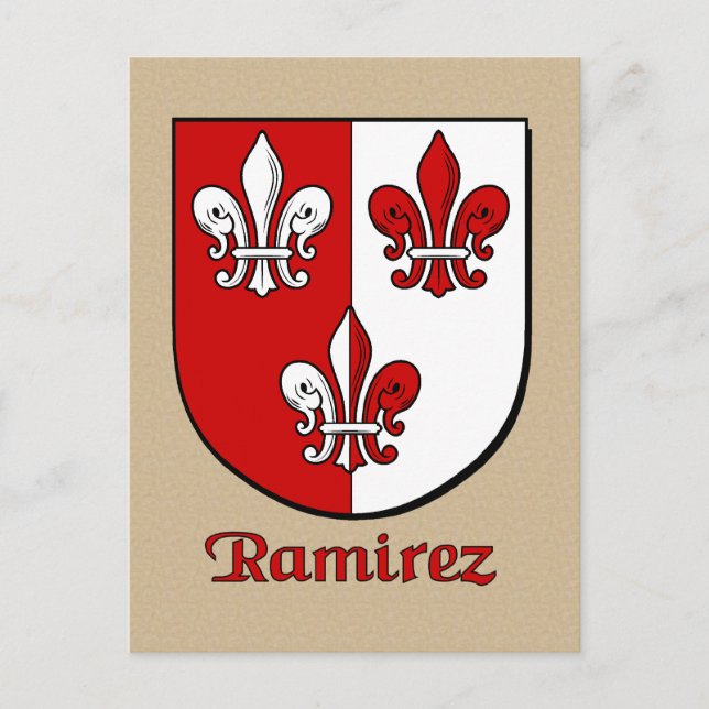 Carte Postale Bouclier héraldique de la famille Ramirez (Devant)