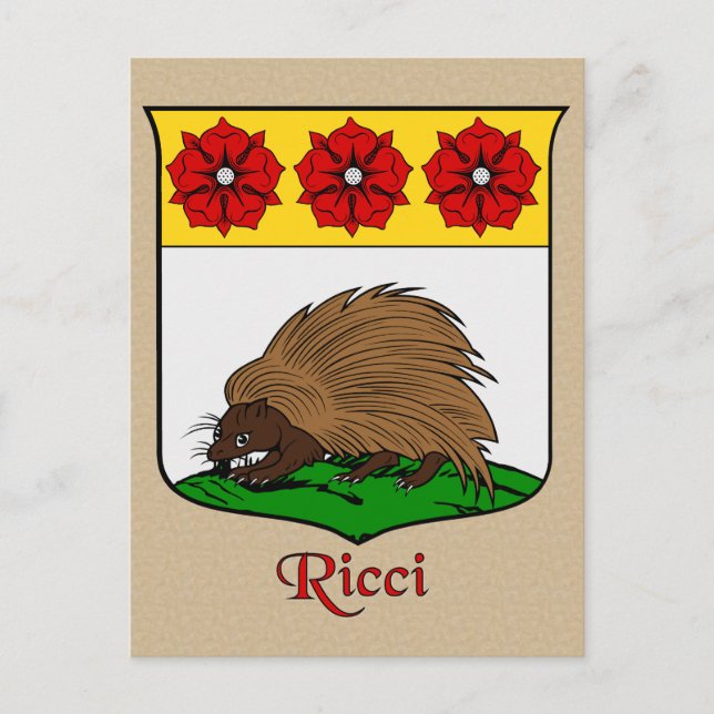 Carte Postale Bouclier héraldique Ricci Family (Devant)