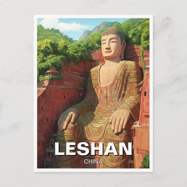 Carte Postale Bouddha géant Leshan Chine Voyage (Devant)