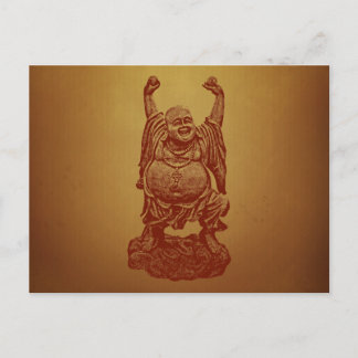 Carte Postale Bouddha riant (rouge foncé)
