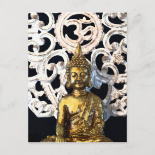 Carte Postale Bouddha Terre d'Or OM Aum Mantra Ajna Méditation