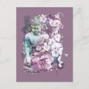 Carte Postale *~* Bouddha Zen Fleurs Abstraites Méditées Florale