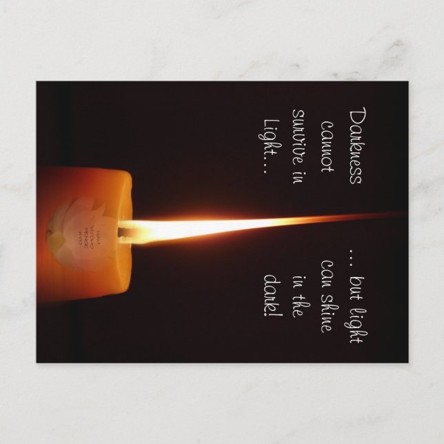 Carte postale bouddhiste SGI avec bougie Lotus et  (Devant)