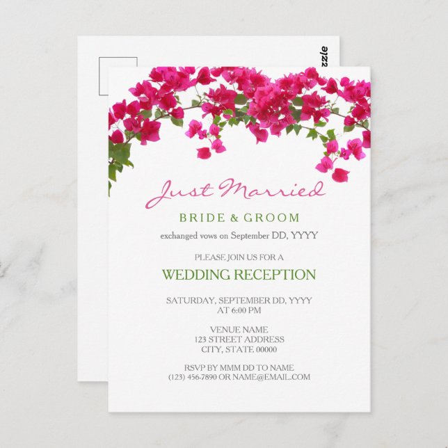 Carte Postale Bougainvillea réception tropicale elopée (Devant / Derrière)