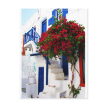 Bougainvilliers poussant devant une maison, Mykono