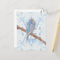 Bougie bleue mignonne sur arrière - plan en mosaïq