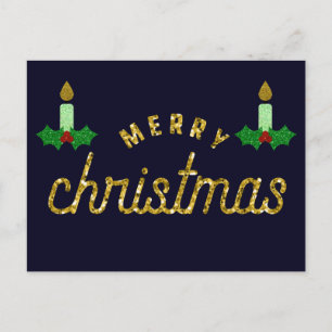 Carte Postale Bougie de Noël parties scintillant