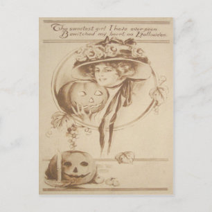 Carte Postale Bougie en feuille de la femme Jack O'