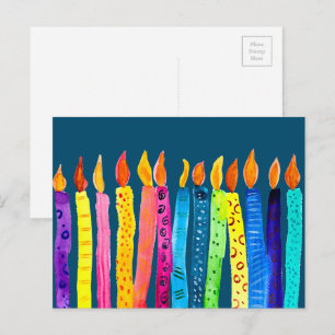 Carte Postale Bougies d'anniversaire aquarelle