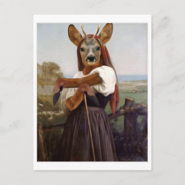 Carte Postale Bouguereau Deer Shepherdess (Devant)