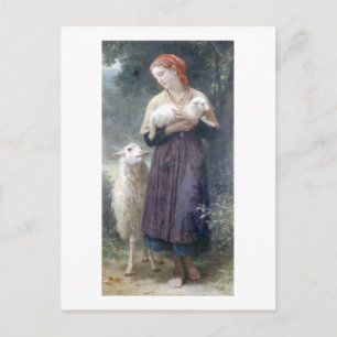 Carte Postale Bouguereau - L'Agneau Nouveau-ne