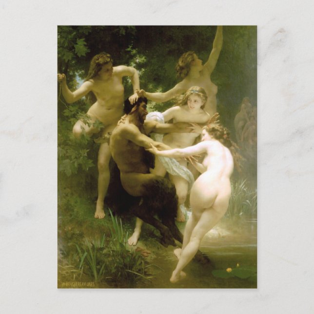 Carte Postale Bouguereau - Nymphes et Satyre (Devant)