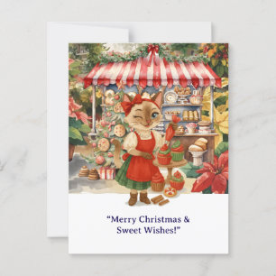 Carte Postale Boulangerie Cat Christmas à thème pour les Amoureu
