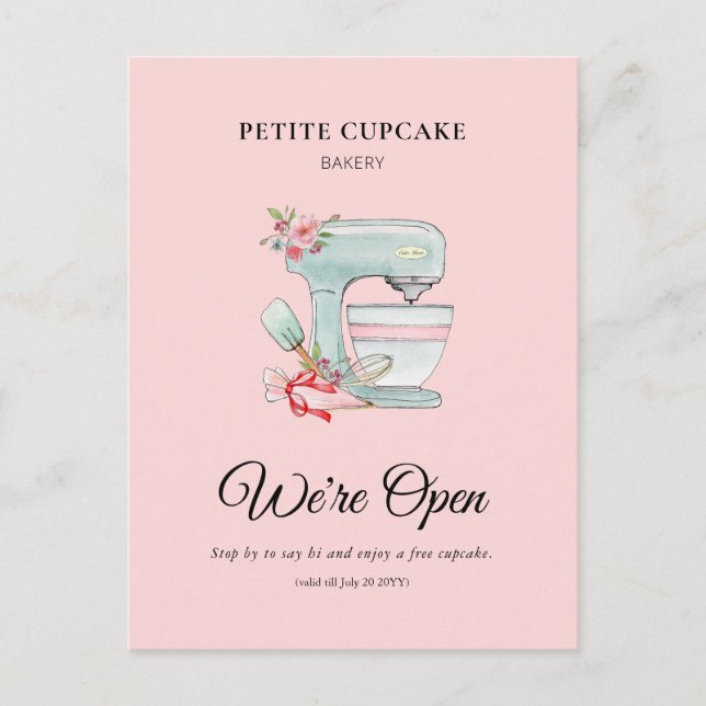 Carte Postale Boulangerie Mélangeur de gâteaux Nous sommes ouver (Devant)
