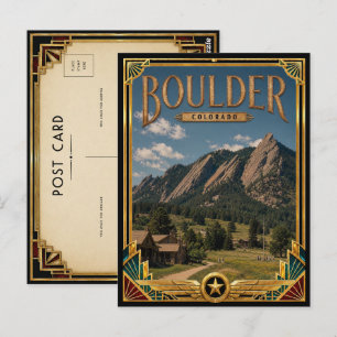 Carte Postale Boulder Colorado Art Déco vintage de l'âge d'or