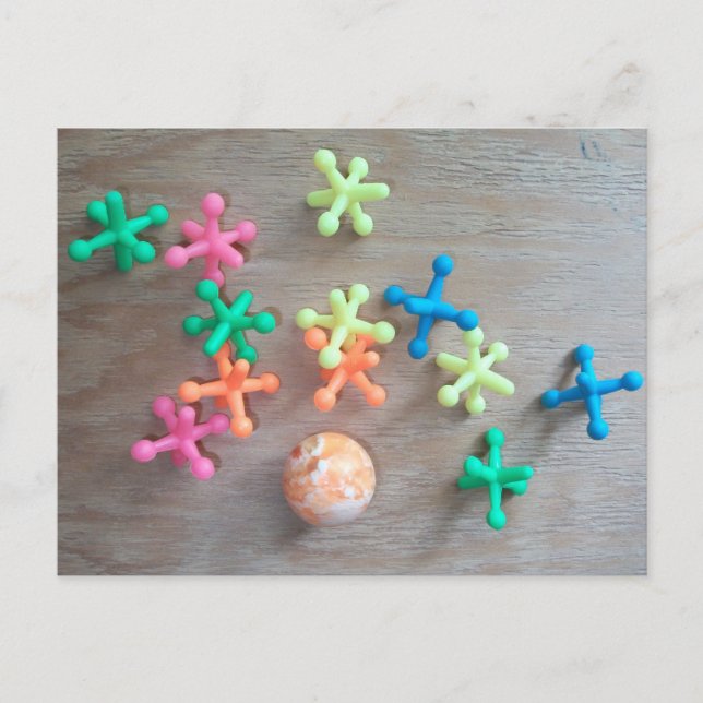 Carte Postale Boule avec des sacs colorés jetés à bord (Devant)