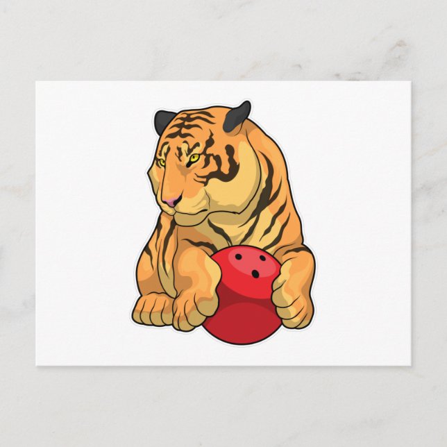 Carte Postale Boule de bowling Tiger Bowling (Devant)