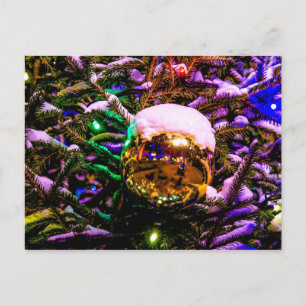 Carte Postale Boule de décoration de Noël jaune