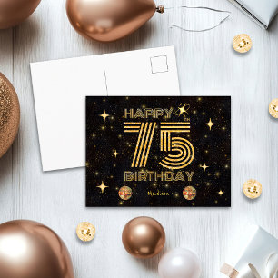 Carte Postale Boule de disco dansante Black Gold 75e Joyeux Anni