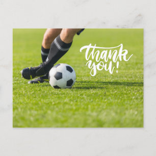 Carte Postale Boule de football avec Merci de mot 